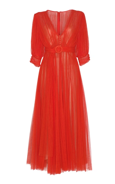 Shop Maria Lucia Hohan Aminah Pleated Tulle Dress In Orange