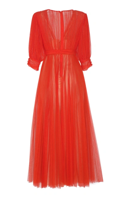 Shop Maria Lucia Hohan Aminah Pleated Tulle Dress In Orange