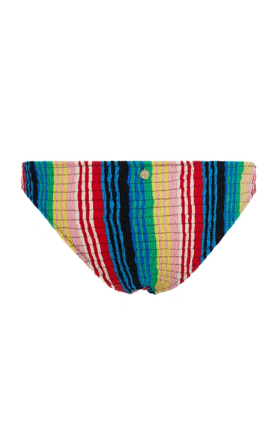 Shop Diane Von Furstenberg Smocked Striped Bikini Briefs