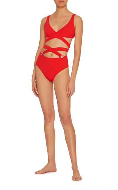 Shop Solid & Striped The Lauren Convertible One Piece Swimsuit In Red