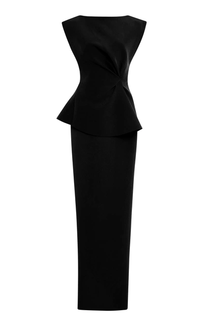Shop Rachel Gilbert Adelaide Peplum Top Gown In Black