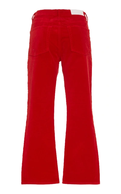 Shop Re/done Mid-rise Cropped Velvet Pant In Red