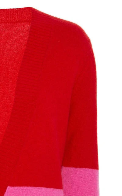 Shop Madeleine Thompson Lipari Striped Cashmere Cardigan In Red
