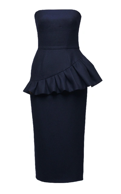 Shop Lake Studio M'o Exclusive Strapless Midi Dress In Navy