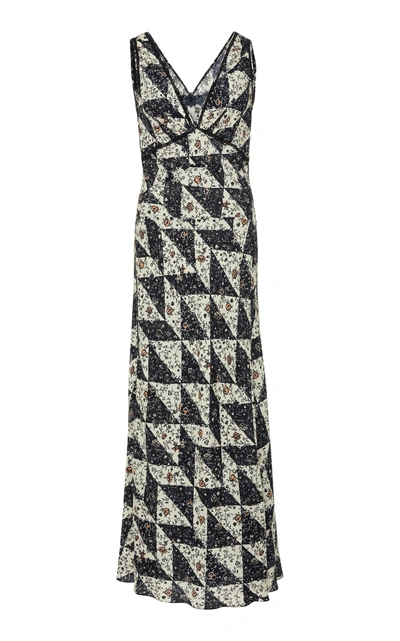 Shop Alexa Chung Bias-cut Silk Crepe Maxi Dress In Multi