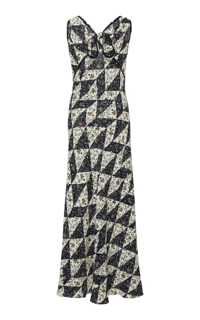 Shop Alexa Chung Bias-cut Silk Crepe Maxi Dress In Multi