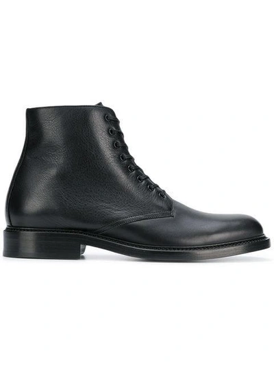 Shop Saint Laurent Lace-up Ankle Boots - Black
