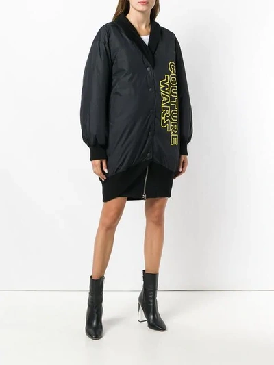 Shop Moschino Couture Wars Coat In Black