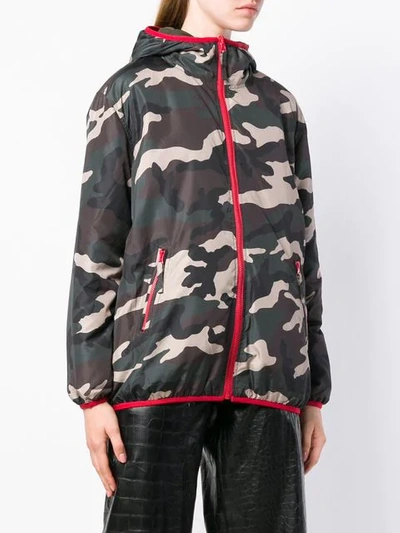 Shop P.a.r.o.s.h . Camouflage Print Hooded Jacket - Green