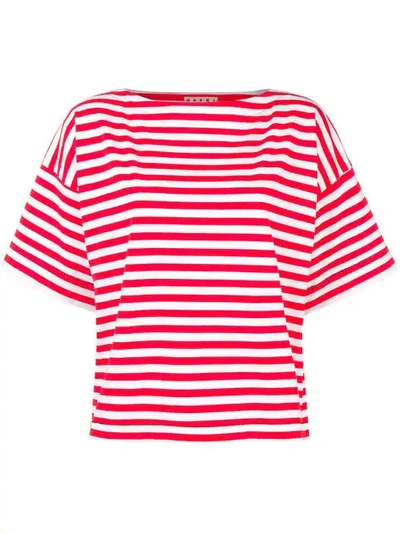 Shop Marni Striped T-shirt - Red
