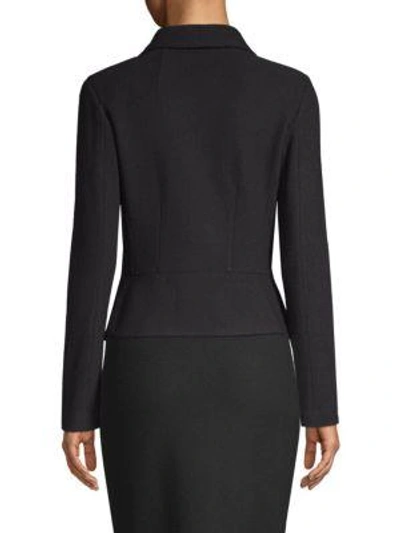 Shop St John Gail Knit Double-breasted Jacket In Caviar