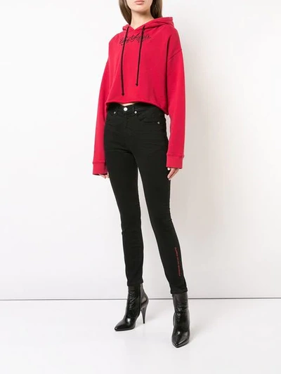 Shop Adaptation Cropped Hoodie In Red