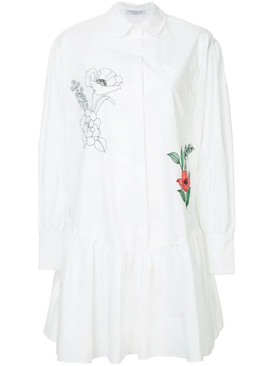 Shop Vivetta Floral Stitching Shirt Dress - White