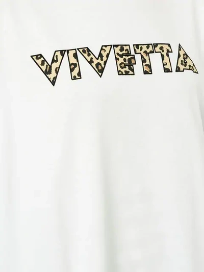 Shop Vivetta Ruffle Trim Logo Print T In White