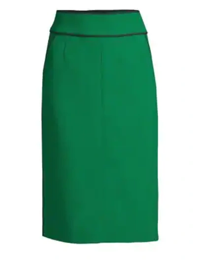 Shop Hugo Boss Bonded Pencil Skirt In Green