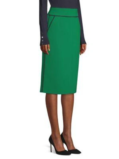 Shop Hugo Boss Bonded Pencil Skirt In Green