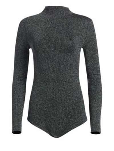 Shop Wolford Joan Turtleneck Bodysuit In Black Shimmer