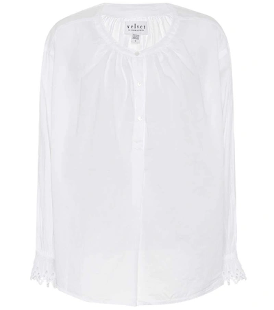 Shop Velvet Jacob Cotton Blouse In White