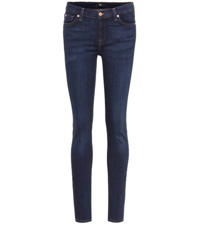 Shop 7 For All Mankind Mid-rise Skinny Jeans In Blue
