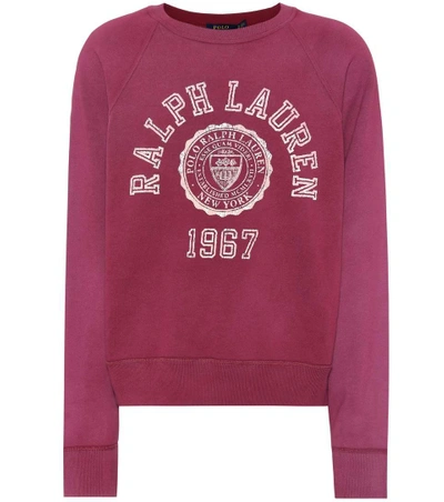 Shop Polo Ralph Lauren Printed Cotton-blend Sweatshirt In Purple