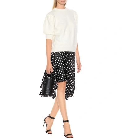 Shop Caroline Constas Flounce Polka-dot Silk Skirt In Black