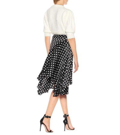 Shop Caroline Constas Flounce Polka-dot Silk Skirt In Black