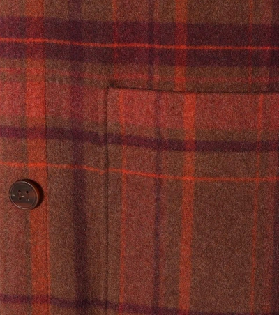 Shop Acne Studios Checked Wool Coat In Brown