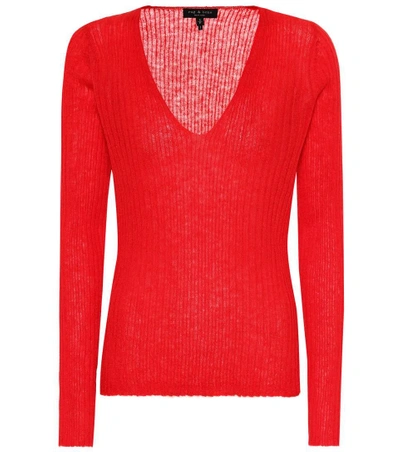 Shop Rag & Bone Donna Wool And Mohair-blend Sweater In Red