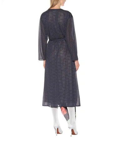 Shop Vetements Mixed Print Midi Dress In Blue