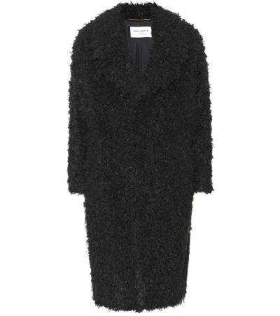 Shop Saint Laurent Faux Fur Coat In Black
