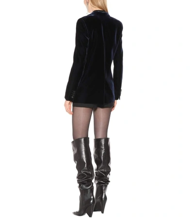 Shop Saint Laurent Velvet Jacket In Blue