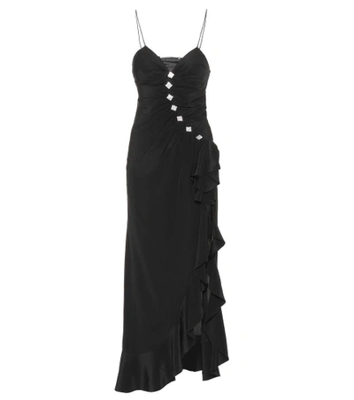 Shop Alessandra Rich Embellished Silk Dress In Black