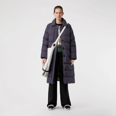 Shop Burberry Belted Long Down-filled Puffer Coat In Navy