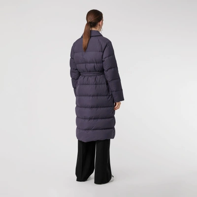 Shop Burberry Belted Long Down-filled Puffer Coat In Navy