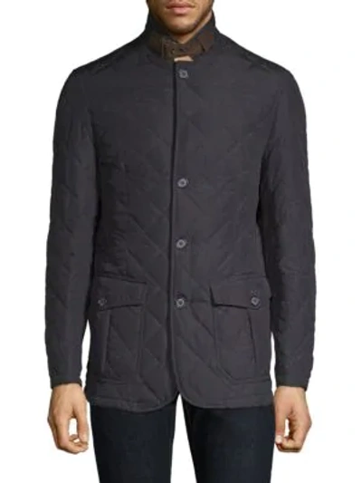 Shop Barbour Quilted Button-front Jacket In Navy