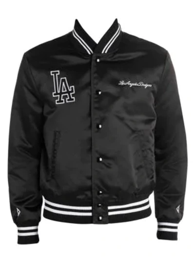 Shop Marcelo Burlon County Of Milan La Dodgers Satin Bomber Jacket In Black White