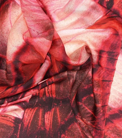 Shop Alexander Mcqueen Printed Silk Scarf In Red