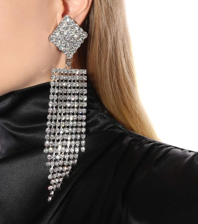 Shop Alessandra Rich Crystal Waterfall Clip-on Earrings In Silver
