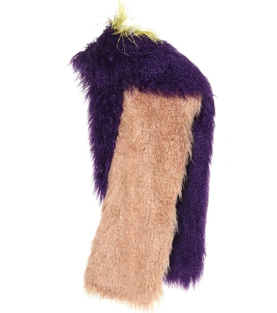 Shop Dries Van Noten Feather-trimmed Scarf In Multicoloured