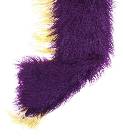 Shop Dries Van Noten Feather-trimmed Scarf In Multicoloured