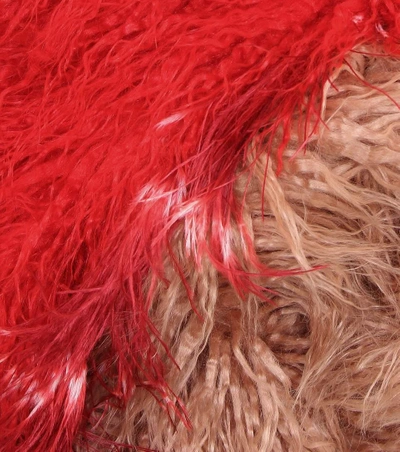 Shop Dries Van Noten Feather-trimmed Scarf In Red