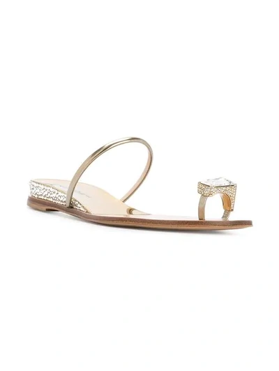 Shop Casadei Toe Ring Sandals - Metallic