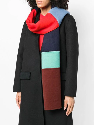 Shop Odeeh Colour Block Scarf - Red