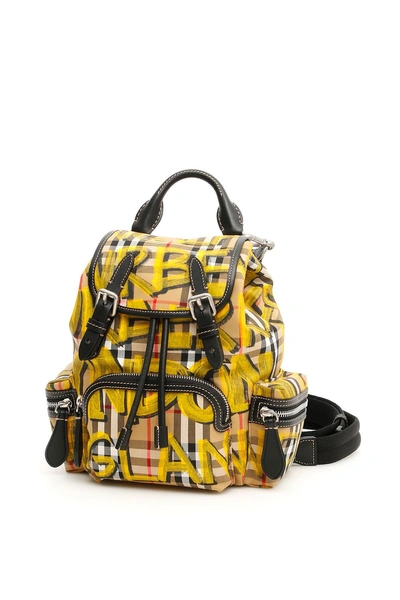 Shop Burberry Vintage Check Rucksack In Blackgiallo