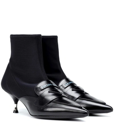 Shop Prada Leather Ankle Boots In Black