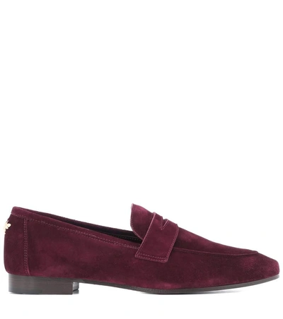 Shop Bougeotte Classic Suede Loafers In Red