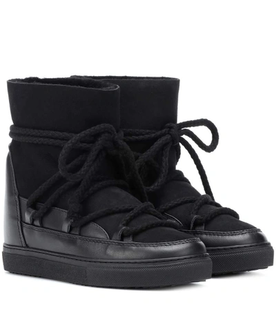 Inuikii Classic Mixed Leather Wedge Snow Booties In Black | ModeSens