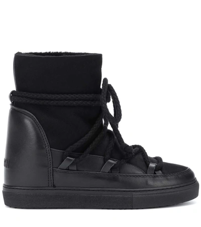 Shop Inuikii Classic Wedge Suede And Leather Snow Boots In Black