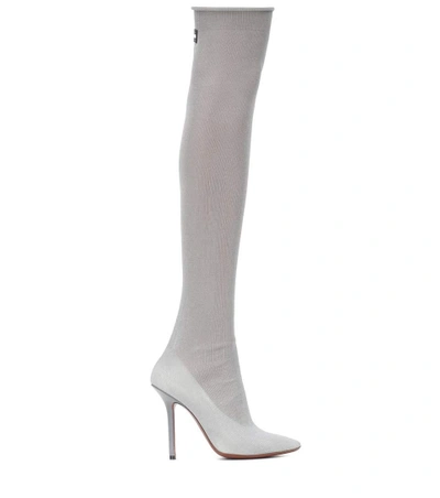 Shop Vetements Metallic Over-the-knee Boots In Silver