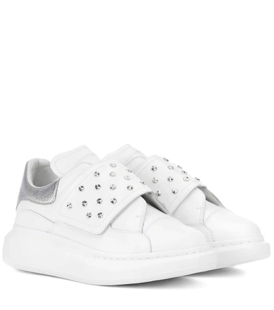Alexander Mcqueen Studded Leather Sneakers In Silver/white | ModeSens